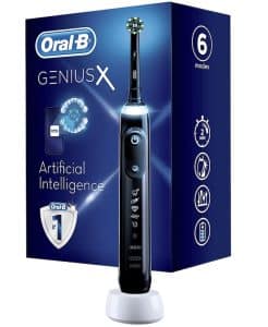 Oral-B Genius X Brosse à dents Electrique, 1 Manche Noir Rechargeable avec Intelligence Artificielle, 1 Tête de rechange